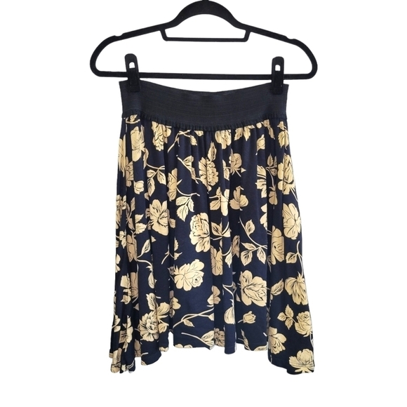 Vtg Adrienne Vittadini Black & Tan Floral High Waist Flared Skirt Womens Size L - Picture 3 of 7